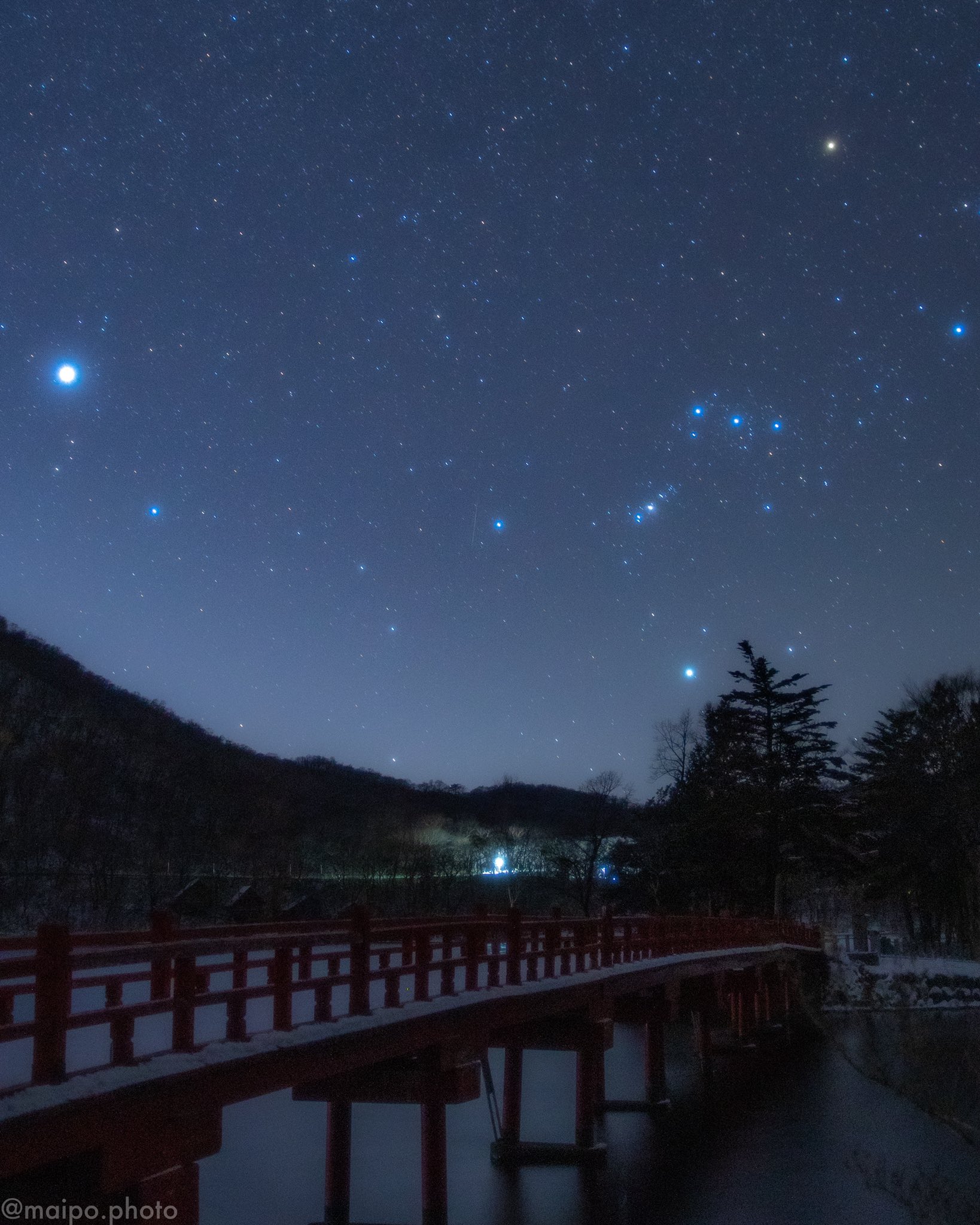 まいぽ Maipo 群馬県 星の綺麗な場所 天体観測が好きだったわたしが星空撮影にハマる これは夜型人間まっしぐら 冬の星座は綺麗だなぁ 群馬県 群馬 星空撮影 星空 天体観測 天体 オリオン座 北斗七星 シリウス 夜空 流れ星 流星群