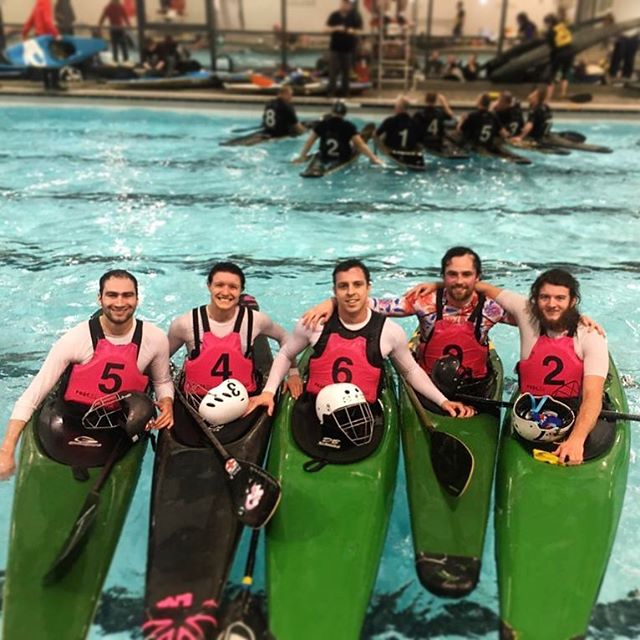 Our East End C team in National Division Three yesterday.

#CanoePolo #KayakPolo at Stratford Leisure Centre