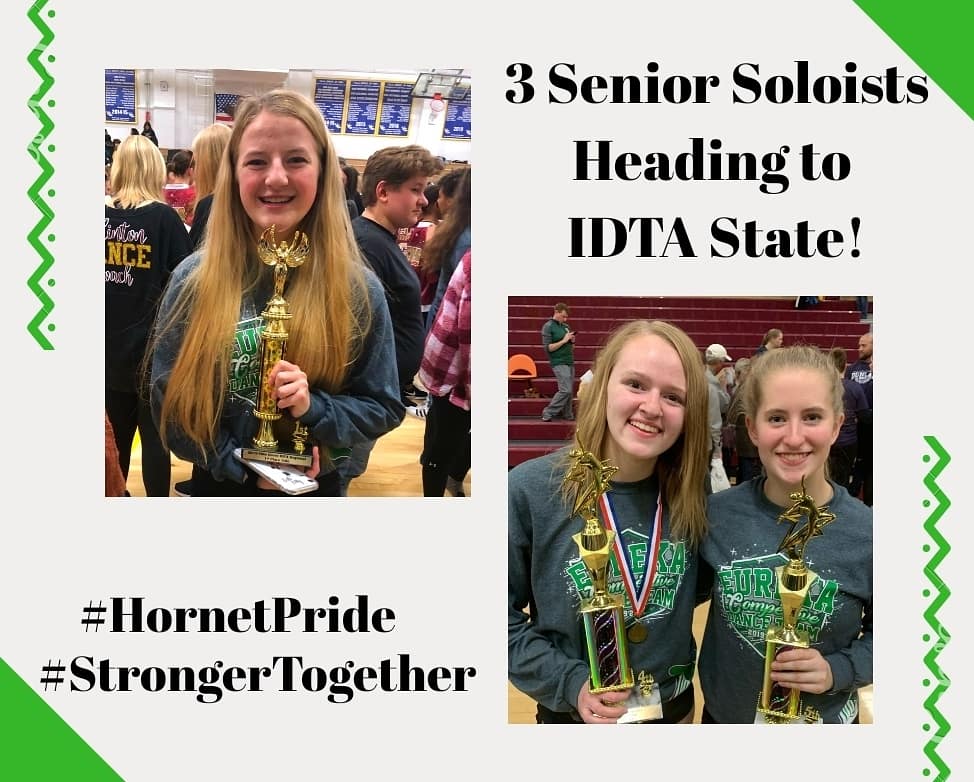 DanceEureka's tweet photo. First time in Eureka History, all soloists have qualified for IDTA State! Three of the original Littles are headed to IDTA Solo State on Feb 14th. This is what being able to take corrections, step outside of the box, &amp; a willingness to push yourselves looks like. @EHSHornets https://t.co/5UwQq8R3cf