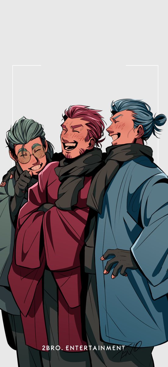 multiple boys gloves 3boys black scarf smile closed eyes scarf  illustration images