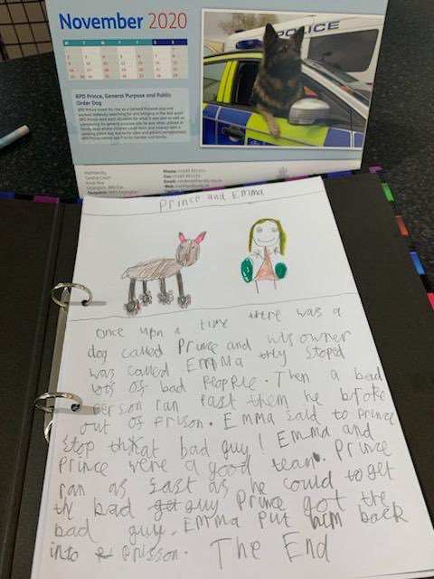 Would you look at this! One of LRPD’s young supporters Iris has written a story about Prince, our November hero.! Thank you Iris for cheering us all up! ❤️ #lrpduk #policedogs #retiredpolicedogs #doglovers #2020Calendar #workingdogs #dogsoftwitter #dogs