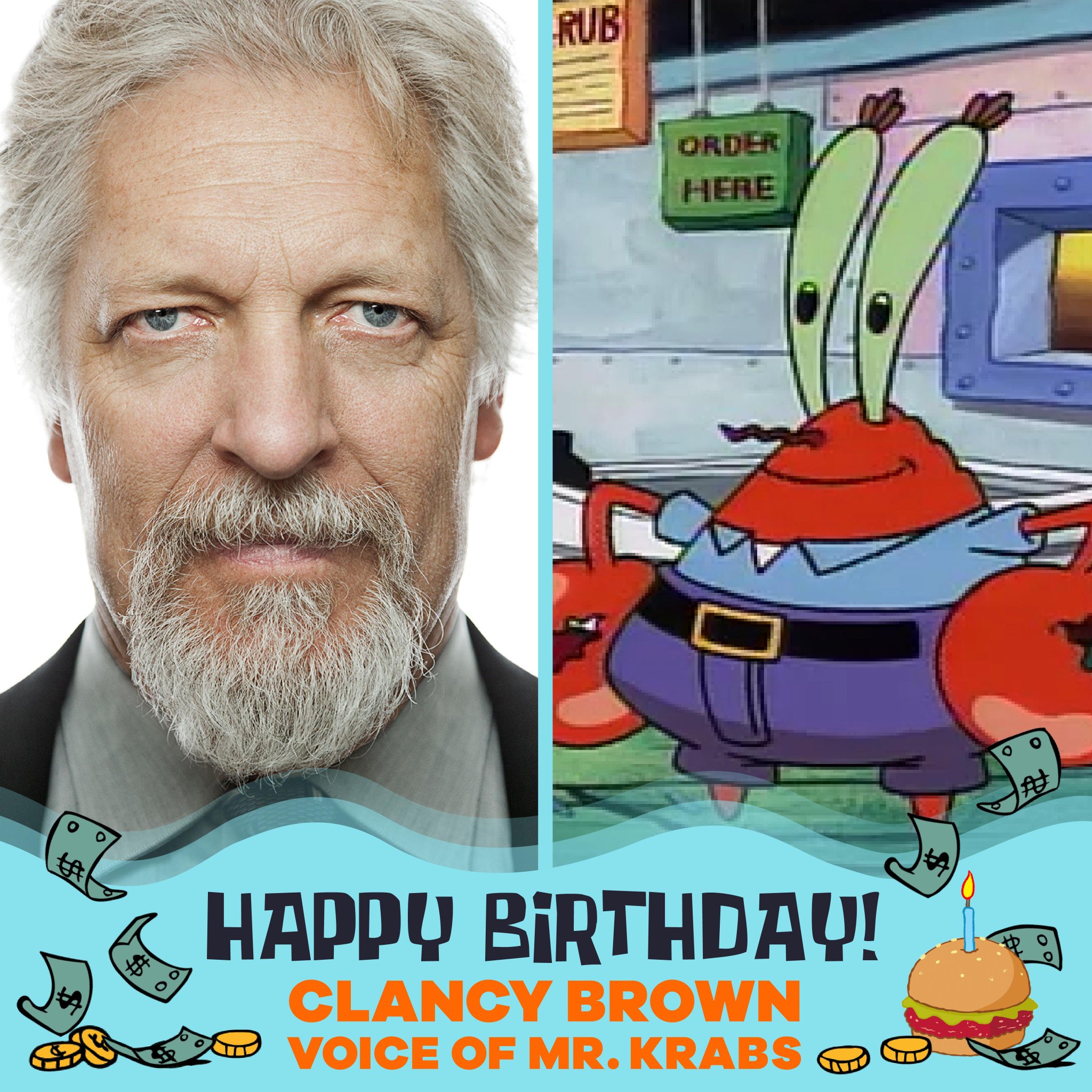 Happy Birthday Clancy Brown, the voice of Mr. Krabs! 