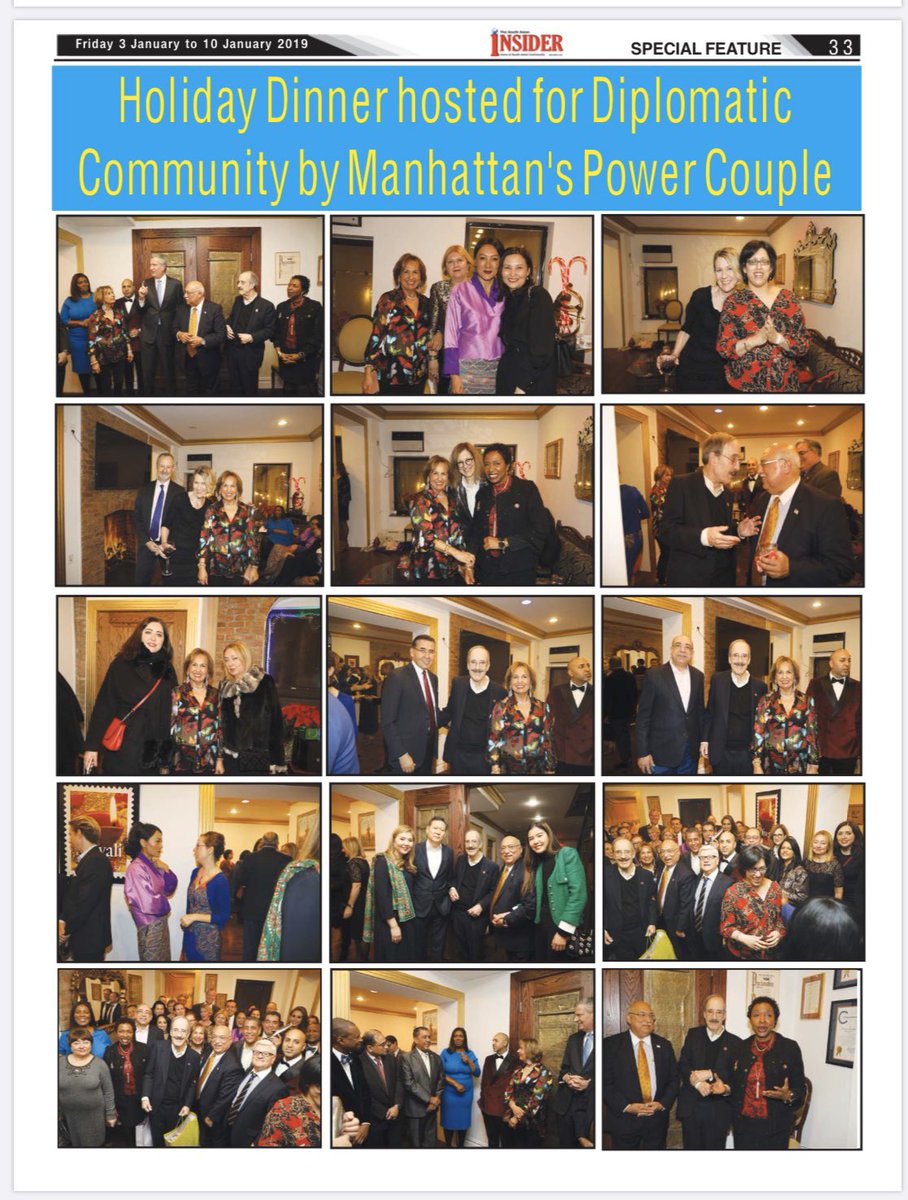 RaviBatra's tweet photo. Holiday Reception & Dinner 2019 for @UN #DiplomaticCorps - was graced by NYC Mayor @BilldeBlasio, #HFCA Chairman @RepEliotEngel @RepYvetteClarke @RepEspaillat & NYS AG @TishJames.
The diplomatic community included PRs and/or family from many nations,...1/2 https://t.co/0tis4srZQz