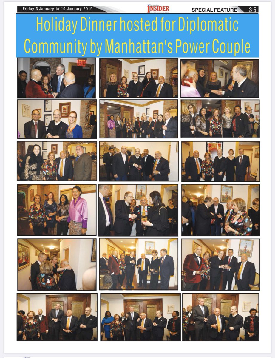 RaviBatra's tweet photo. Holiday Reception & Dinner 2019 for @UN #DiplomaticCorps - was graced by NYC Mayor @BilldeBlasio, #HFCA Chairman @RepEliotEngel @RepYvetteClarke @RepEspaillat & NYS AG @TishJames.
The diplomatic community included PRs and/or family from many nations,...1/2 https://t.co/0tis4srZQz