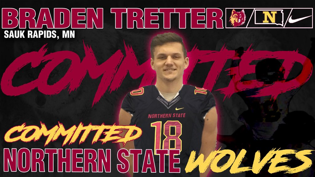 BradenTretter's tweet photo. I want to thank all the coaches and my teammates for the short time I had at St. Cloud State, after the cutting of the program I am proud to announce that I will be committing to @NSUWolves_FB ! Excited to get to work! @NSUCoachSchmidt @IsaacFruechte14 https://t.co/41K23UQvrz