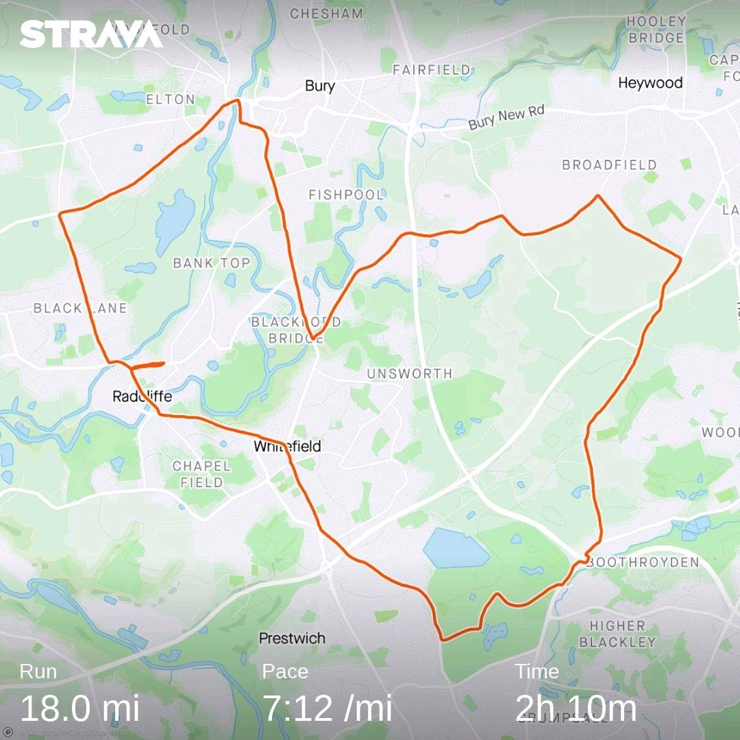 Cracking long run with captain Chris this morning. Maybe a little faster than prescribed but we both felt good and chatted all the way round.A great lesson in effort management and not being a slave to your watch! strava.app.link/vxsUR57G02