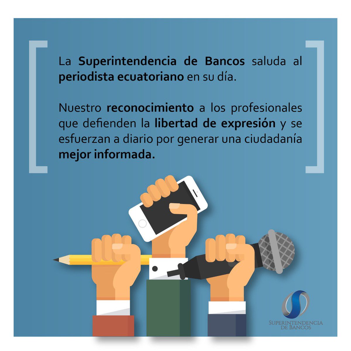 superbancosEC's tweet photo. #SuperBancos saluda los periodistas del #Ecuador🇪🇨
✍🏻En 1992, el Congreso Nacional declaró al 5 de enero como el #DíadelPeriodistaEcuatoriano en memoria del 2do. centenario de #PrimiciasDeLaCulturaDeQuito, primer periódico ecuatoriano 📰, creado por #EugenioEspejo https://t.co/yG4w1N3dws