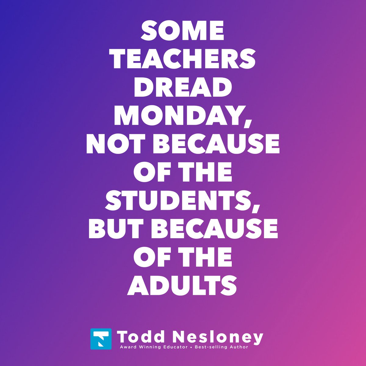 There are educators who get severe anxiety when returning to work on Mondays. 

Because of their boss. Their co-workers. The parents. 

Tomorrow I remind you to be kinder than necessary not just to your students but also to your fellow adults.

#TellYourStory