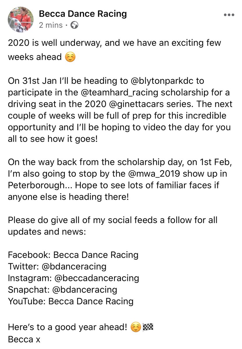 bdanceracing's tweet photo. Welcome to 2020! 💪🏽🏁 https://t.co/qU5XTy5BQ4