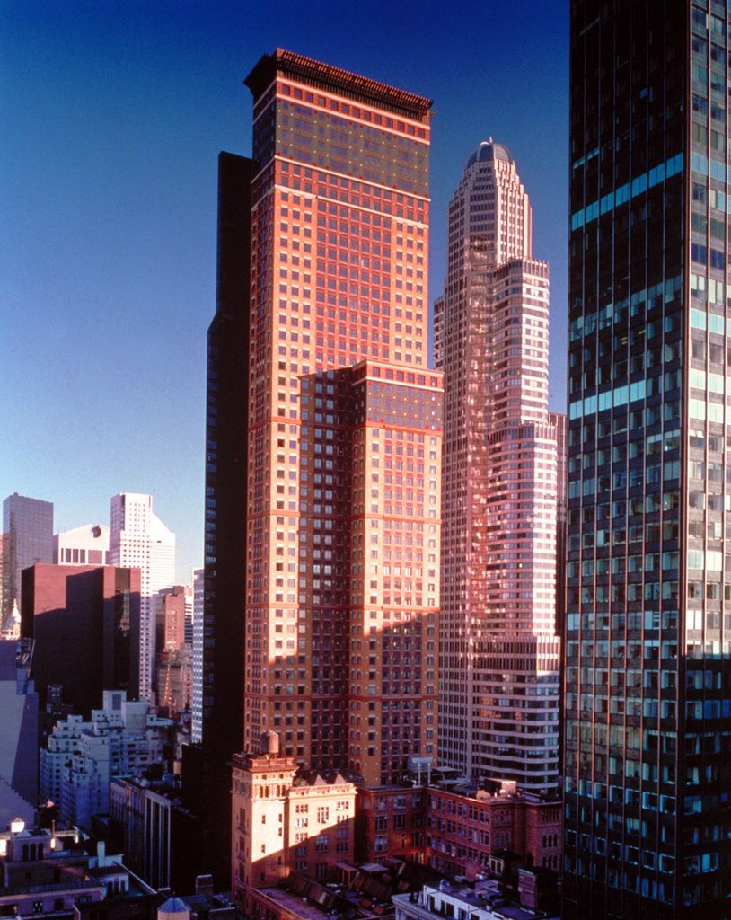 Carnegie Hall Tower, Cesar Pelli, 1991, & Pelli dressed up in its image.