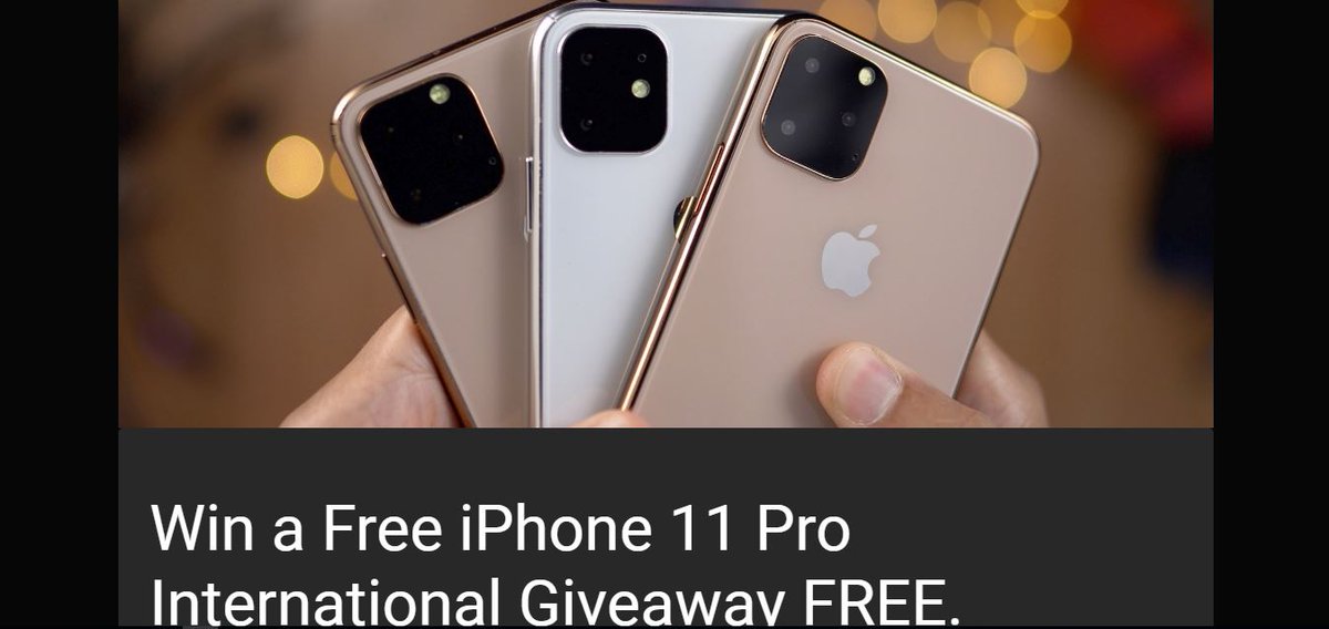 MichaelAnik4's tweet photo. iPhone 11Pro Giveaway -Win a Free iPhone 11 Pro international giveaway.
Get It Now:https://t.co/6GKNxjP6TF

#iPhone11Pro #winiphone11pro #iPhone #iPhone11Th #iPad #iPhoneXSMAX #iphone11 #Trump #SundayThoughts  #MacBookPro16 #iphonecontest #SundayFunday #ipadgen7 #iPhone11ProMax https://t.co/fRUxikqWe4