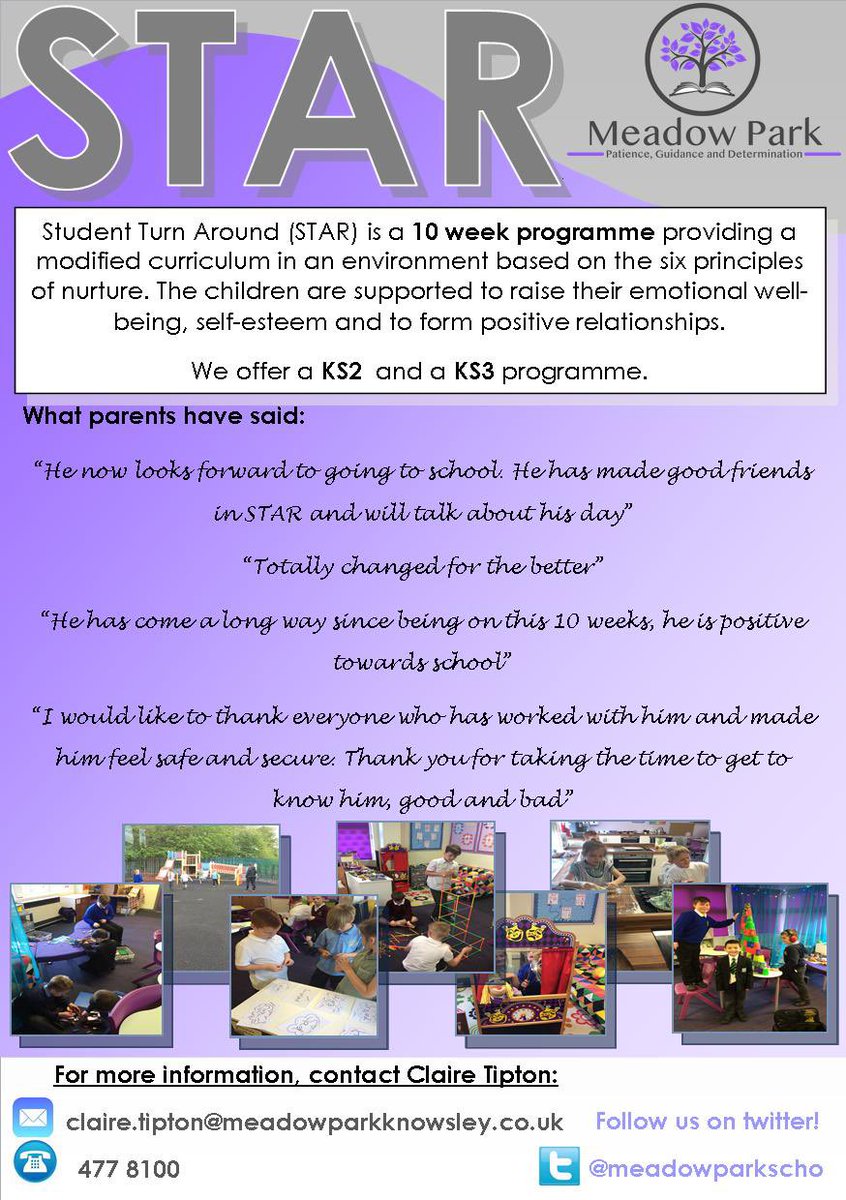 meadowparkscho's tweet photo. #teachers have you heard about STAR? If you have students that you think would benefit from our unique programme please get in touch! #backtoschool #newterm #nurture #intervention #northwestschools #turnaroundprogramme https://t.co/xqDj7cu0CT