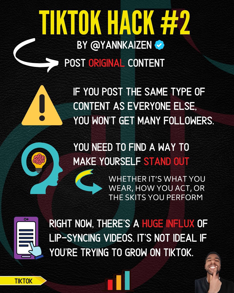 imtheprocesss's tweet image. Hack of the day: KEEP IT REAL 💯#tiktoktrends #tiktokalgorithm #tiktokviral #tiktokgrowth #tiktokstrategy #tiktokhacks #garyveechallenge