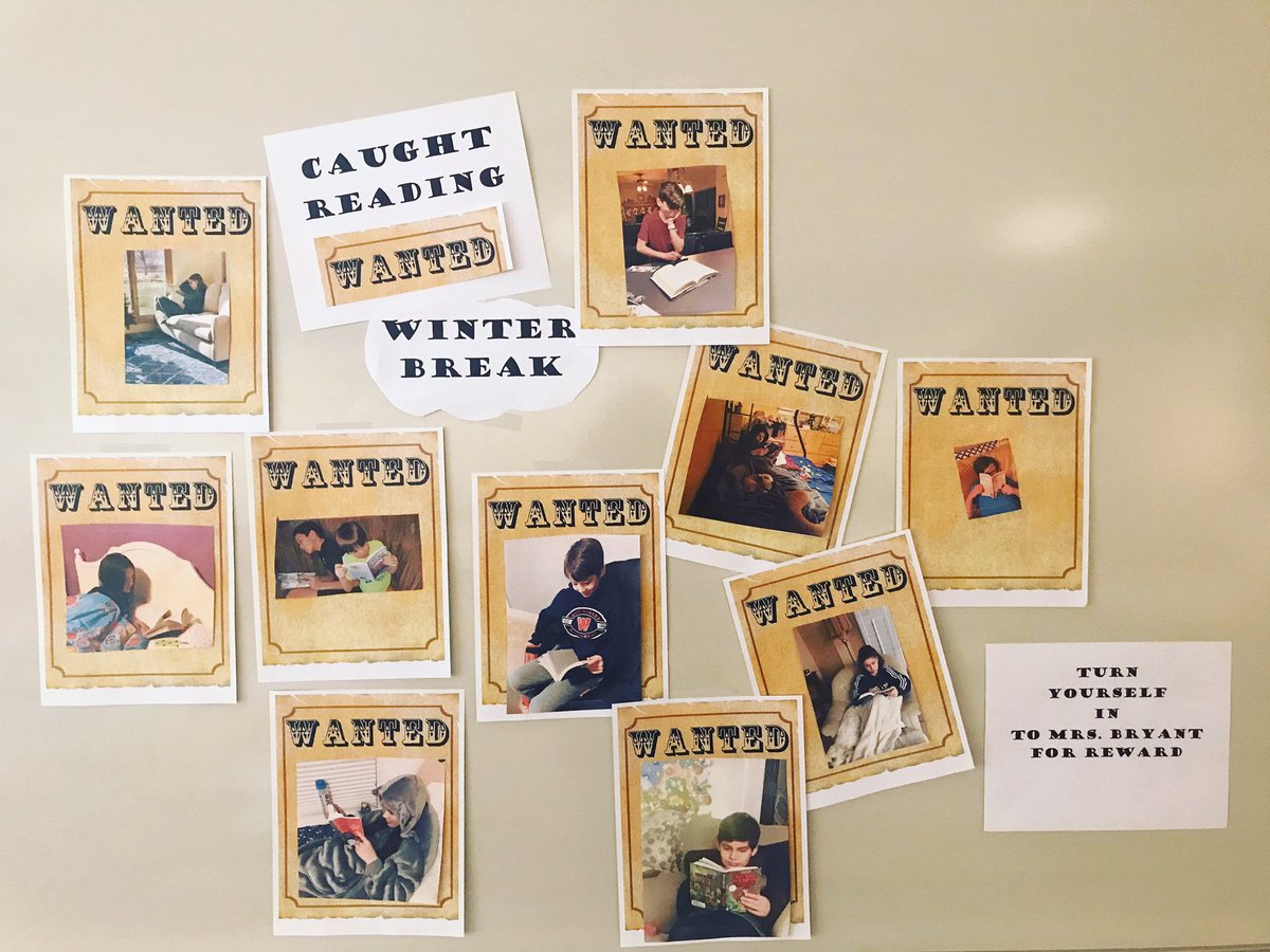 Had to sneak into (or used my key) school on a Sunday to put up some wanted posters. 📚 “Caught Reading Winter Break”. <a href="/Geneva304/">Geneva CUSD 304</a>