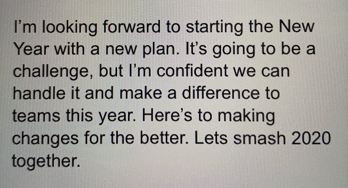 "Here's to making changes for the better. Lets smash 2020 together"