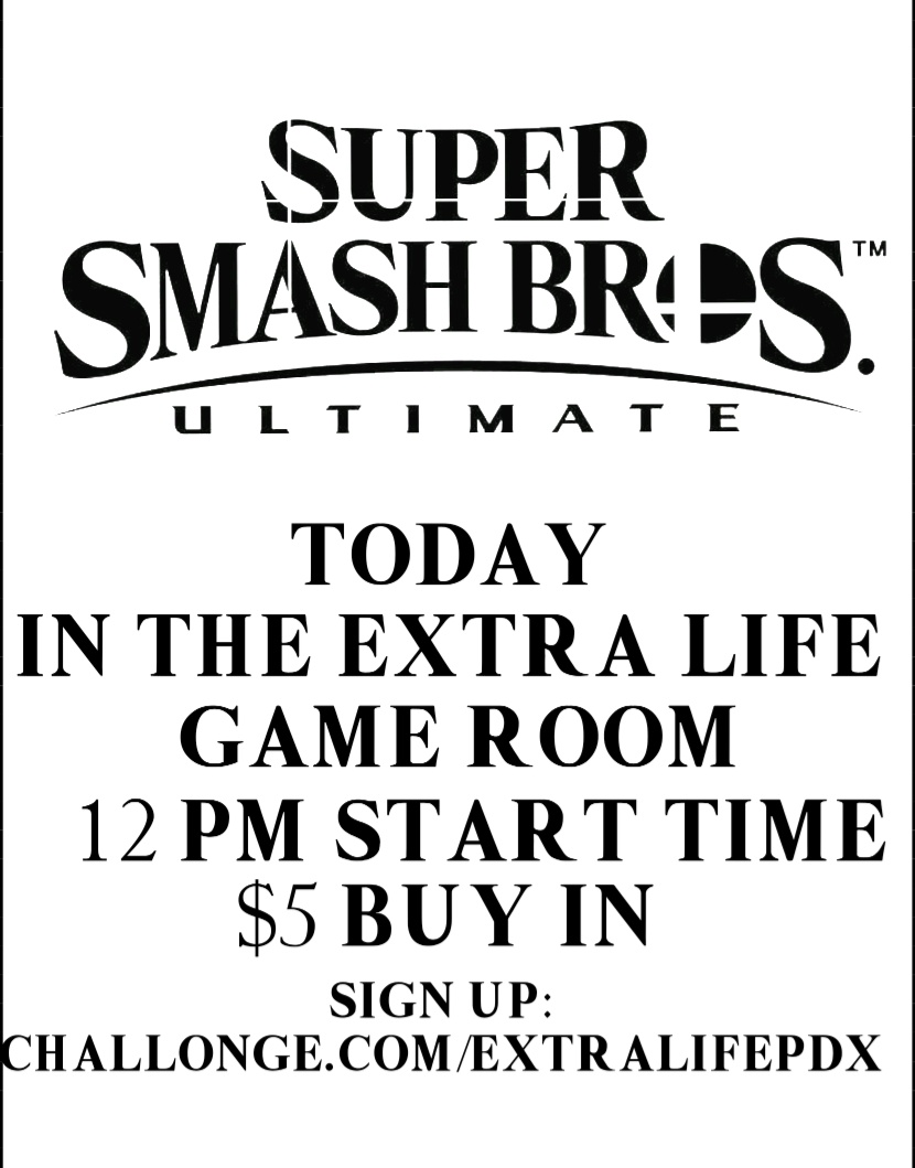 DuhOHB's tweet photo. Today at noon @ExtraLifePDX &amp; @a11ystreaming are throwing a #SmashBros tourny @FandomPDX. Sign up &amp; Donate below. #FandomPDX

https://t.co/251SwRxvxc https://t.co/GYgP6elb9B