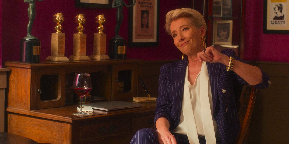 In <a href="/LateNightMovie/">Late Night Movie</a>, Emma Thompson plays award-winning talk show host Katherine Newbury, who has more trophies than she knows what to do with. Sounds a bit like the legendary Thompson herself, TBH.