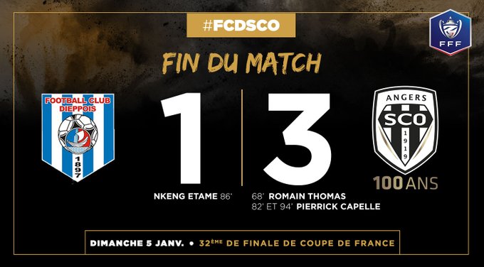 AngersSCO_BR's tweet photo. 🕒 FIM DE JOGO! 3 a 1 pro SCO! Estamos classificados para os 16 avos de final da @coupedefrance ! #FCDSCO
 
Nossos gols foram marcados por @Romtom29 e @PierrickCapelle (X2) https://t.co/igDLQJjtKq