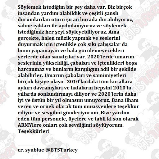 [ÇEVİRİ] [05.01.2020] 34. Golden Disc Ödülleri En İyi Albüm Daesang Konuşması