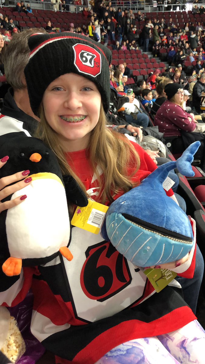 Teddy Bear toss game 🧸 super excited #allconnected #telus @telus <a href="/Ottawa67sHockey/">Ottawa 67’s</a> <a href="/67sBoosterClub/">67's Booster Club</a> #noquit