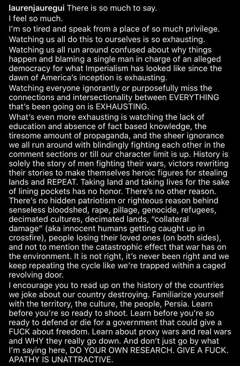 . @LaurenJauregui once again making us proud and teaching us.It's unacceptable to see a man in government is using his power to start a war only for greed and more money and power.Everyone needs to read this and learn about what's going on now.  @themikeinator  @ClaramJauregui