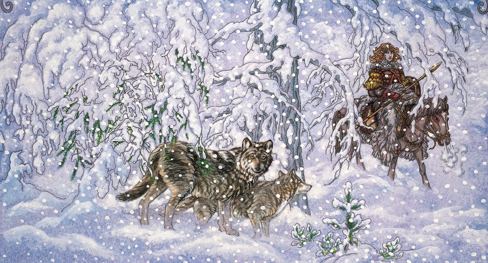 Beautiful wolf art by  @jimfitzpatrick! 'Nessa the Hunter'; January in his calendar!  #IrishArt