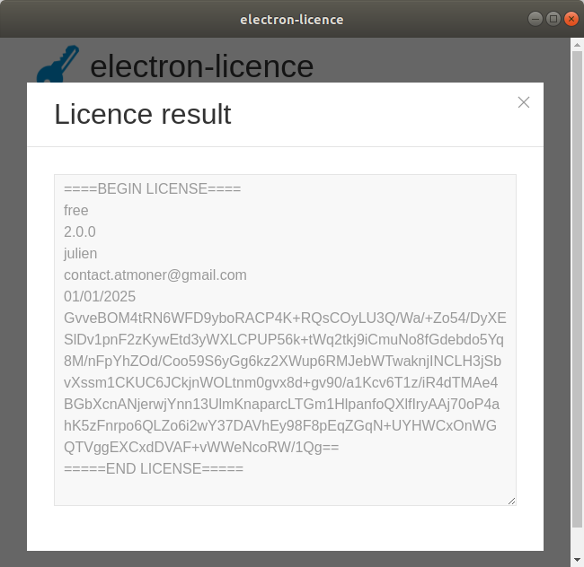 atmon3r's tweet image. Je me prépare un petit système de licence pour mes projets, j'en attend quelques-uns au tournant! 😅 #nodeJs #electronJs