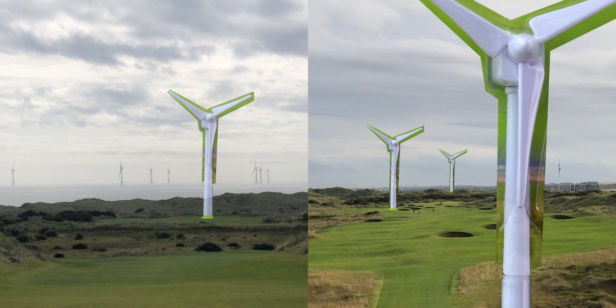 @rEALdonALdtRUMP I would like to propose that Trump International Golf Links be converted into a wind farm and that the game be adjusted so that the turbines - one per hole - be seen not as an obstacle but as an opportunity to make the game more interesting. Artist's impression: