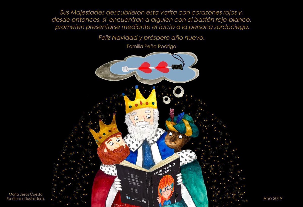 Sus Majestades descubrieron esta varita con corazones rojos y, desde entonces, si encuentran a alguien con el bastón rojo-blanco👩‍🦯🧑‍🦯, prometen presentarse mediante el #tacto a la persona sordociega.
#deseo #ReinasMagas #ReyesMagos