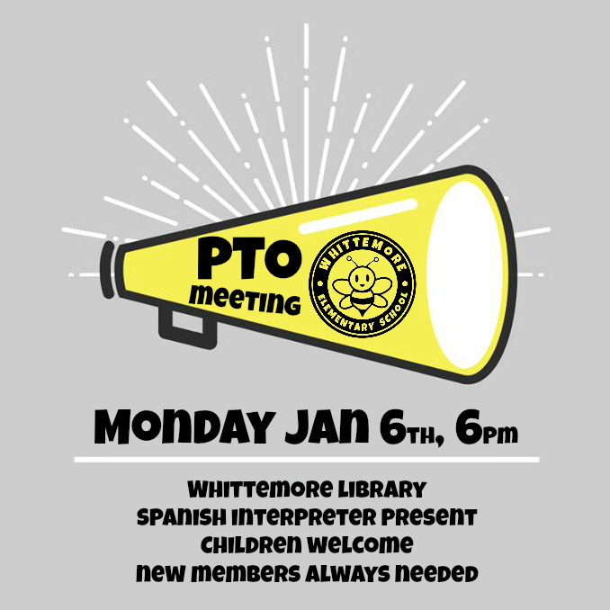 Join us tomorrow night, Mon Jan 6, 6pm for the first PTO meeting of 2020! Our Spanish interpreter will be there, you are welcome to bring your kids &amp; we always need new members! Come hear about the calendar raffle starting this week &amp; upcoming events. Hope you see you there! 🐝