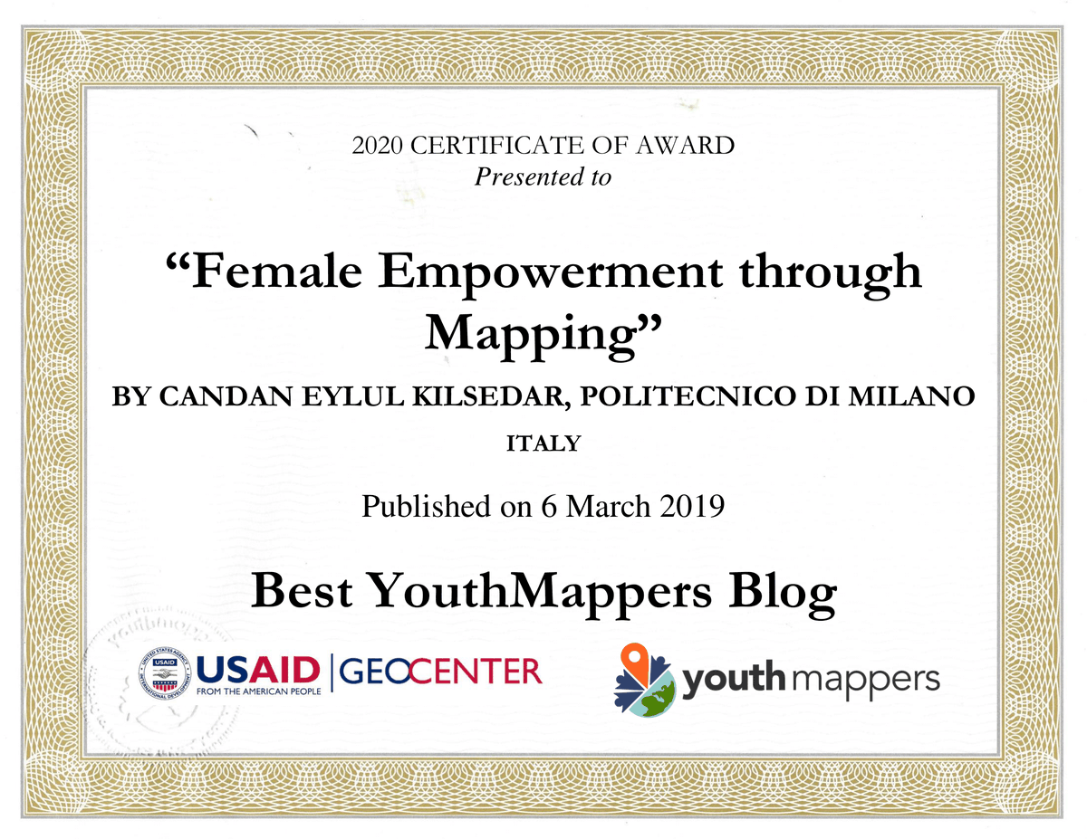 I am so honoured to receive the 2020 YouthMappers Best Blog Award for my guest blog titled Female Empowerment through Mapping (youthmappers.org/single-post/20…). Thank you <a href="/youthmappers/">YouthMappers</a>!🙌<a href="/LetGirlsMap/">LetGirlsMap</a> #openstreetmap #opendata