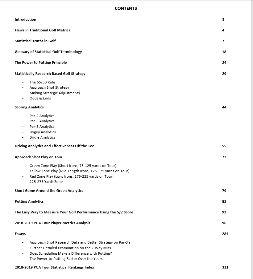 Richie3Jack's tweet photo. Here's a Table of Contents for 2019 Pro Golf Synopsis. 354 pages long in total https://t.co/AkD2nt5Yq2