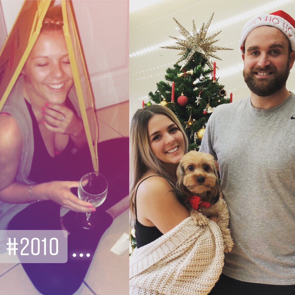 #DecadeChallenge my favourite comparison to date. 10 years ago I started university and lived for nights out. Now I live for night with my fiancé and puppy ❤️