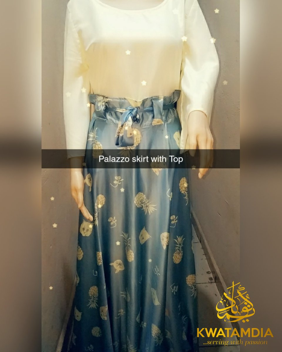 Kwatamdia_'s tweet photo. Beautiful palazzo skirt and top with an elasticized waistband. This style provides the absolute ultimate in comfort as well as style.
N7000 
#palazzo #palazzoskirt #IranUsa #palazzopants #Arewatwitter #arewatwittermoments #kwatamdia https://t.co/yLV7irHrCe