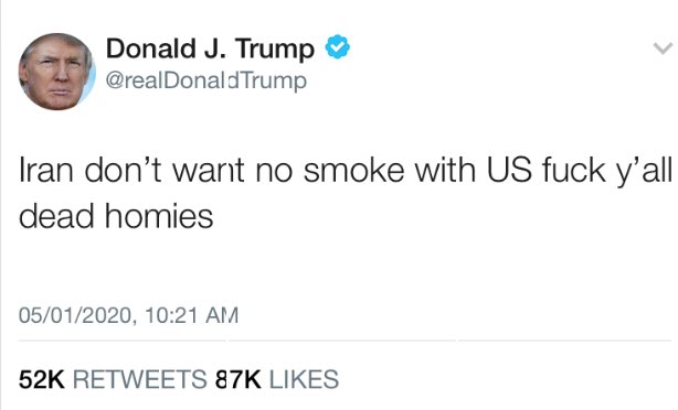 😂😂😂I know this shit ain&rsquo;t real #DonaldTrump Ain&rsquo;t That Gangsta #WWIII https://t.co/s7GrQ80IlB<a href="/tag/donaldtrump"class="tags">#DonaldTrump</a><a href="/tag/wwiii"class="tags"><span>#wwiii</span></a>