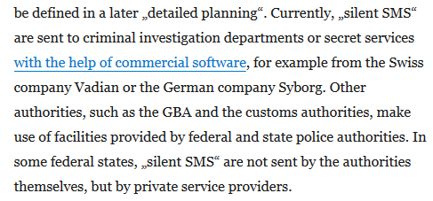 viclaroche's tweet photo. @matthimon On y trouve aussi le nom de deux éditeurs de logiciels de géolocalisation par #SilentSMS que je ne connaissait pas : le Swiss #Vadian et l'allemand #Syborg https://t.co/7gmTRMayPE
