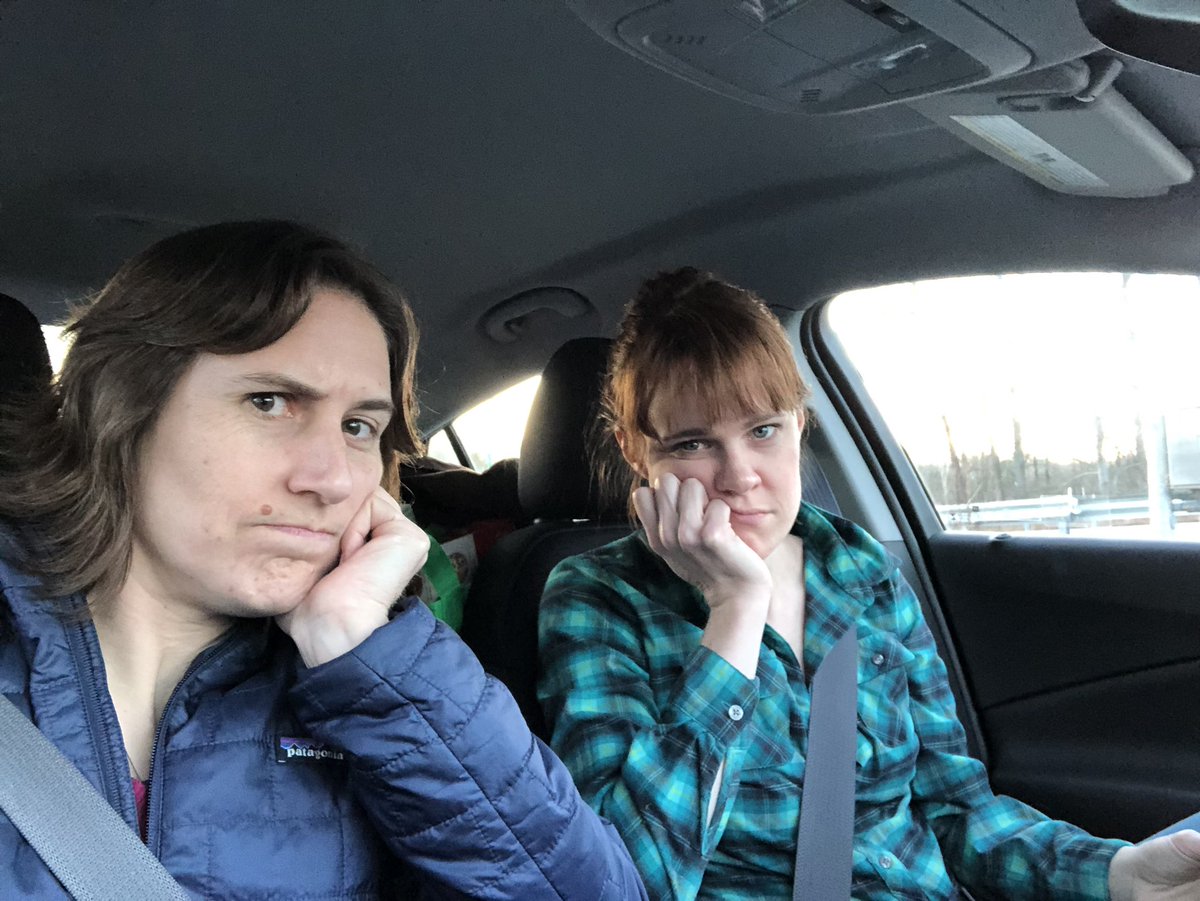 Charlotte and me looking irritable about the traffic.