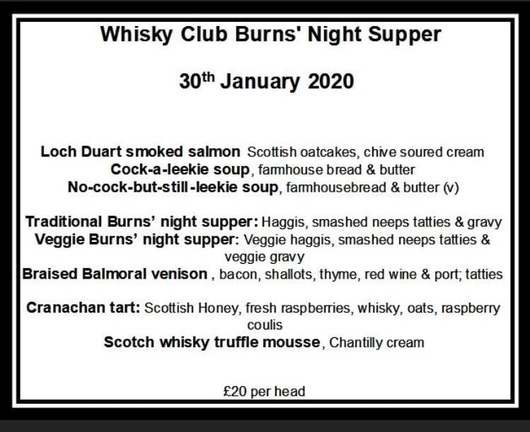 Coming up this month: our annual Burns’ Night Supper! 30th January! email us at stalbanswhisky@gmail.com to get involved. Info below !