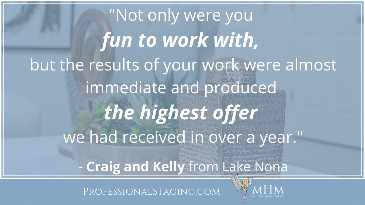 MHMStaging's tweet photo. We hope all of our clients are as happy as Craig and Kelly are after our staging. We are so thankful for clients like you! Thank you! πππ
#ClientRaves #CustomerLove #StagingSells #StagingWorks #homestaging #orlandorealestate #floridarealestate #homelove #lakenona https://t.co/UoVRiC3br4