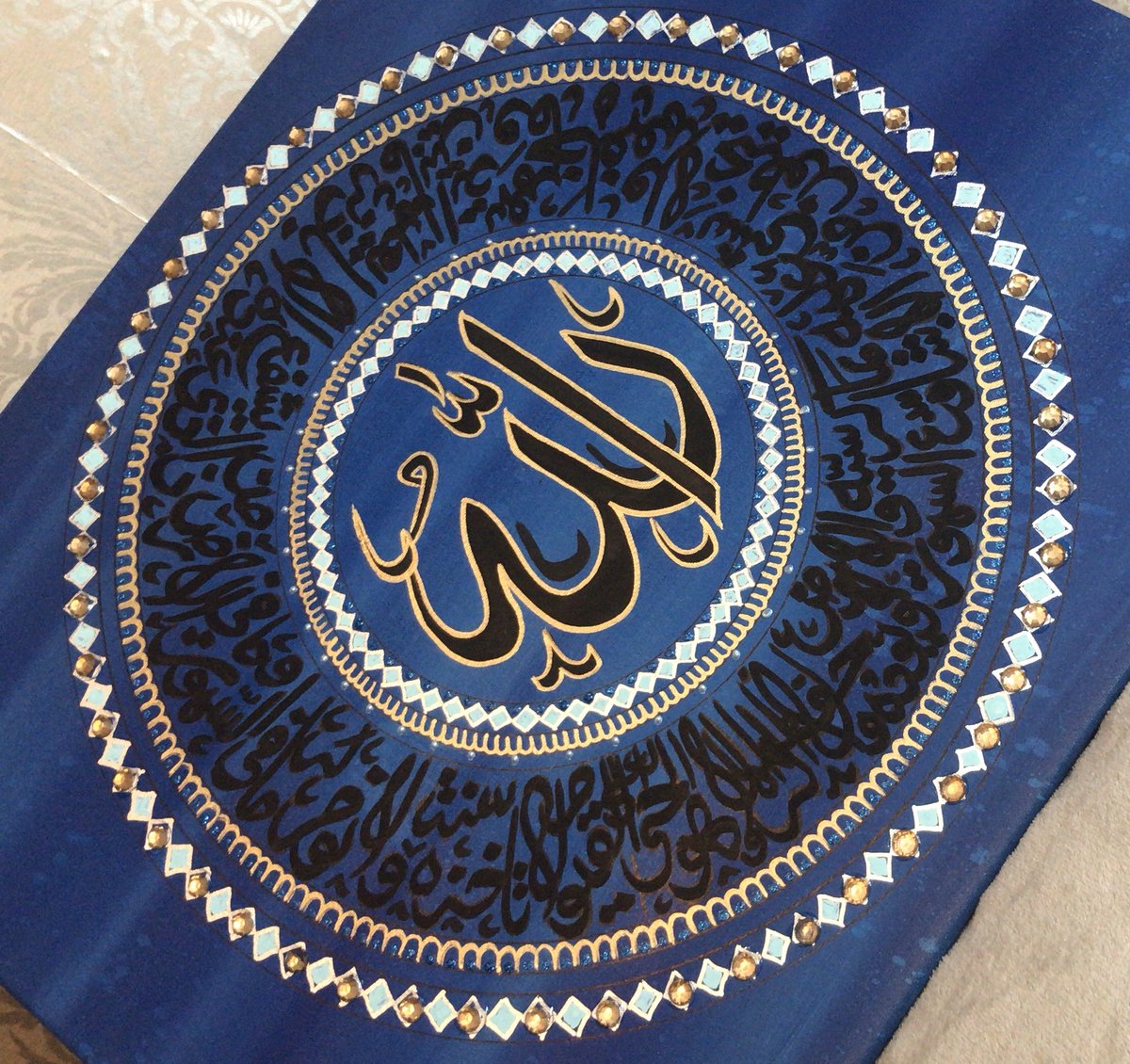 50cm x 60cm Ayat ul Kursi canvas made as requested by the brotherZahrArts Instagram: zm_canvas_art