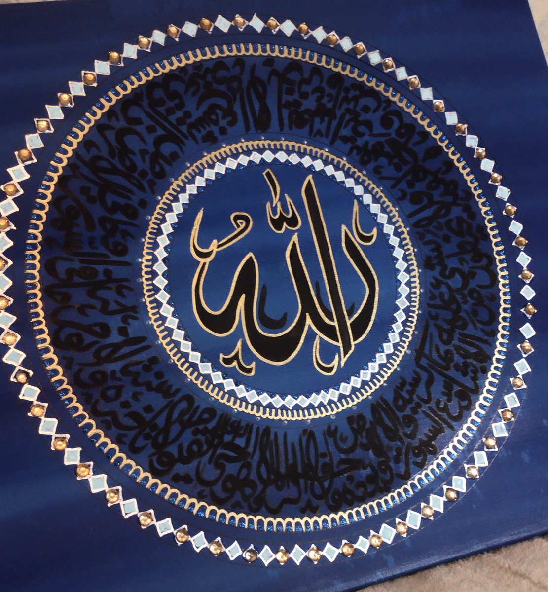 50cm x 60cm Ayat ul Kursi canvas made as requested by the brotherZahrArts Instagram: zm_canvas_art