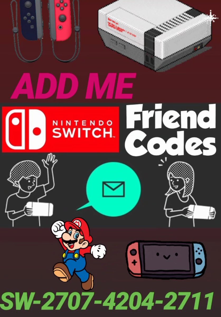 ZiggyBtheRebelG's tweet photo. ANYONE GOT A #NintendoSwitch THAT WANTS TO HELP MY FRIENDS LIST GROW?
HERE IS MY CODE ADD UP!
SW-2707-4204-2711 #Nintendo #NintendoSwitchFriendCode #friendcodes https://t.co/w6CAdzj7PM