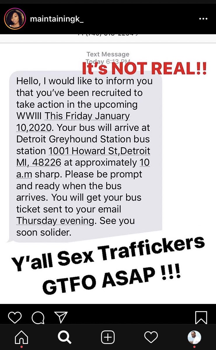 DrewNextD00R's tweet photo. Ay y’all be careful somebody on a TextNow number teyna get women to hop on a greyhound claiming it’s for WW3 https://t.co/M4l8XGMtbD