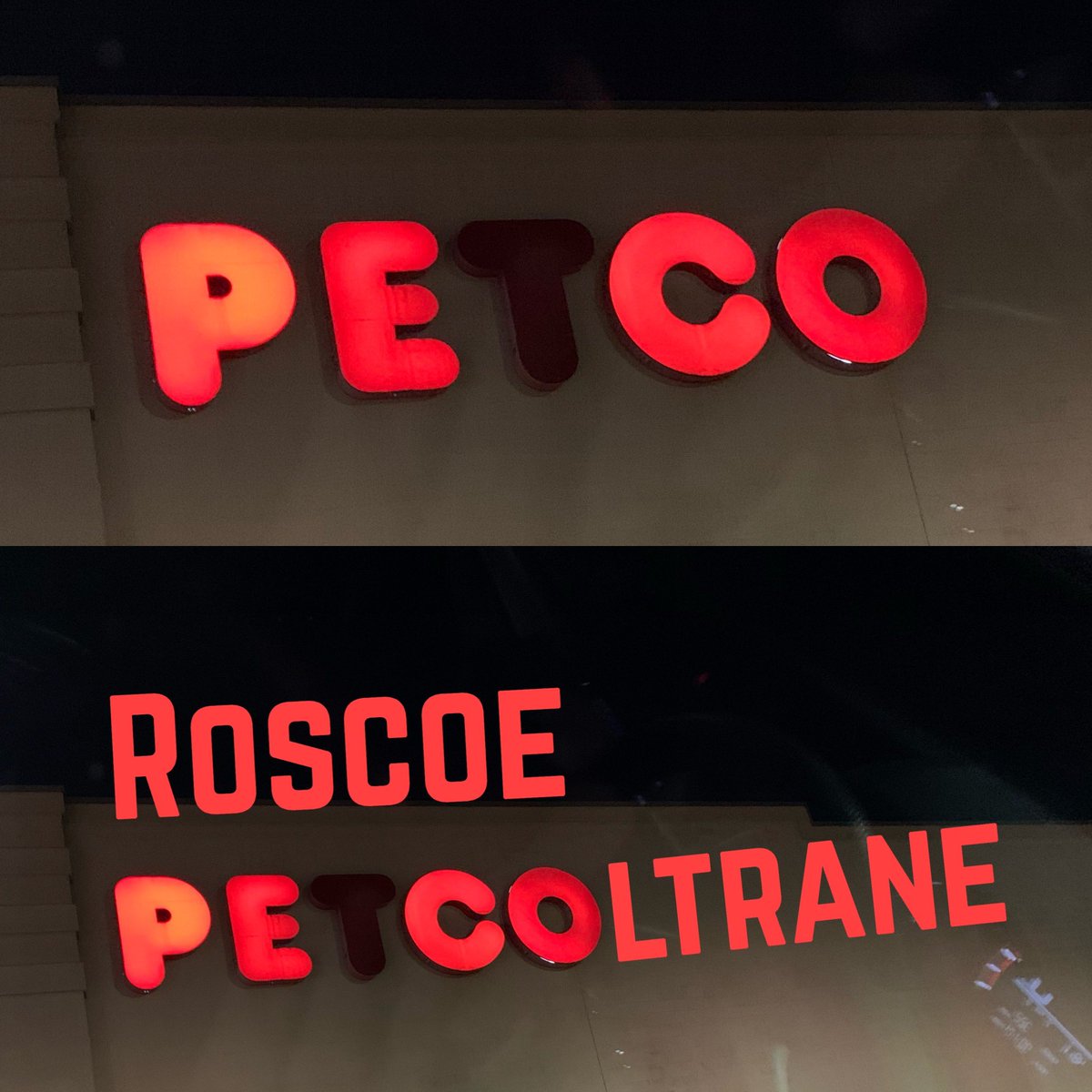 ILikeFilms's tweet photo. That moment a pet food store sign with a missing letter automatically makes me think of the goofy sheriff from the 80’s redneck series Dukes of Hazzard! 😂😂😂  #roscoepcoltrane #dukesofhazzard #gonnagetdemdukeboys https://t.co/OfbHqOwnqm