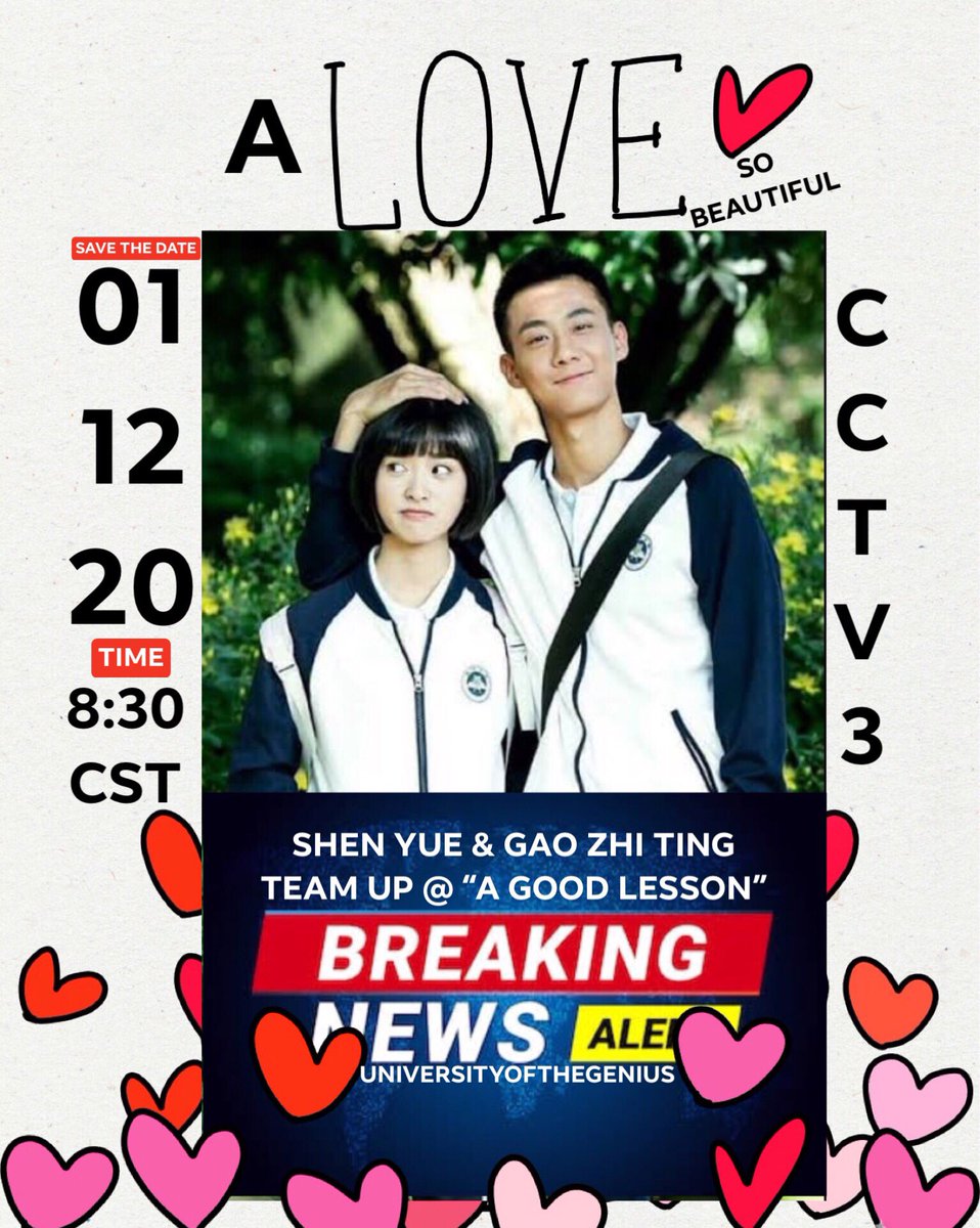 geniusunvrsty's tweet photo. A LOVE SO BEAUTIFUL SHENYUE GAOZHITING TEAM UP @ “A GOOD LESSON”💗
🗒January 12, 2020
🕰8:30 pm cst
📡cctv 3
#CountYourLuckyStars #JerryYan #ShenYue #AGoodLesson #GaoZhiTing
https://t.co/5UwT9b4EwY
https://t.co/OukGQLZa1T https://t.co/zQWwEfk714