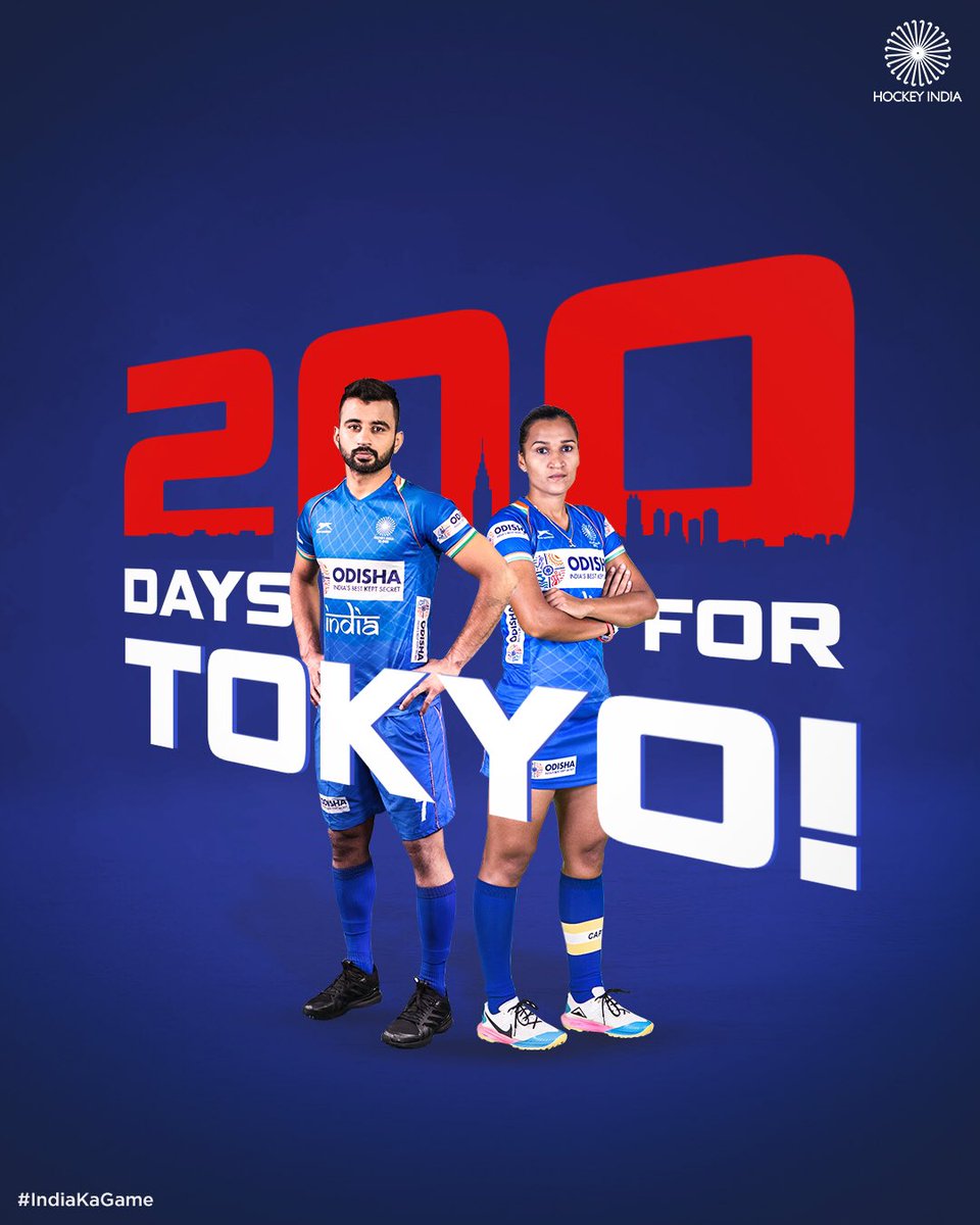 TheHockeyIndia's tweet photo. Only 200 days until our #IndianEves and the #MenInBlue head to Tokyo to #DiscoverTomorrow!
 
Are you excited? 😍    

#IndiaKaGame #Tokyo2020 https://t.co/BRta2xQ0oQ