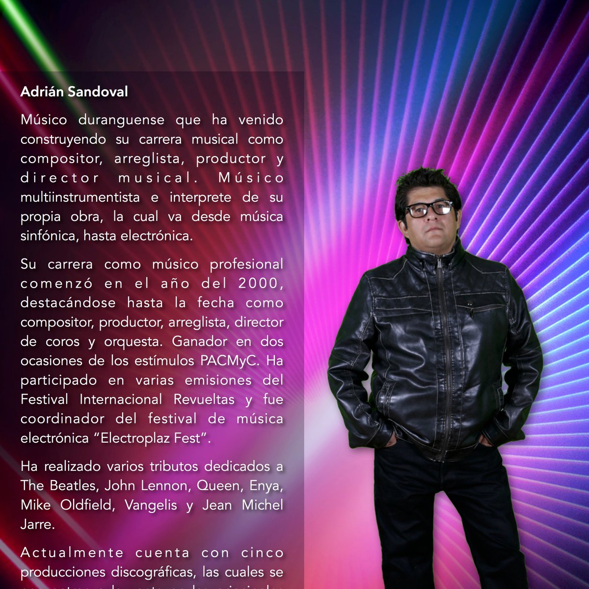 Daedalicd9's tweet photo. Hoy toca presentarles a Adrián Sandoval.
Los invito a escucharme en MEMORIES OF THE FUTURE, un tributo a los PET SHOP BOYS el 17 de enero en el Ricardo Castro.
Venta de boletos en taquilla del teatro a partir del 10 de enero.
#MOF #PSB #INTEGRALproject #PSB #ElectroPop #SynthPop https://t.co/6DLpHyC4bf