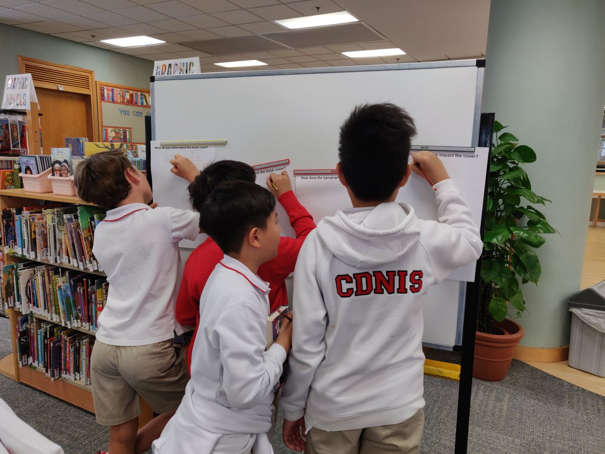 CDNISJrLibrary's tweet photo. G5 analysing book cover design as part of the empathy stage of the design cycle. #cdnisls #cdnishk_jrlibrary #hweo https://t.co/F3ZERkJyBB
