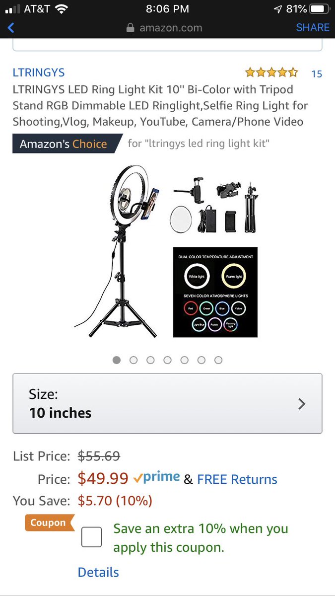 PeachsChrist's tweet photo. I got this ring light still brand new in its box from amazon. Like and retweet this and imma give it away to a random person. 🤷🏼‍♂️🤷🏼‍♂️🤷🏼‍♂️ https://t.co/lGxKuMTO7W