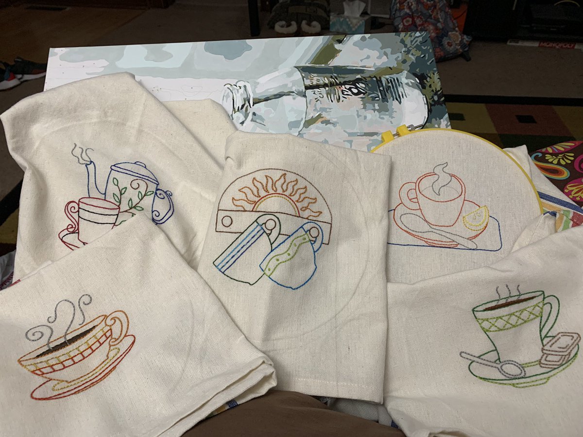MeganKennedy910's tweet photo. My brain works best when I’ve been able to express my creative side. I try to create every day, but it doesn’t always happen. I was lucky to have lots of time over break to paint freehand, paint by number, and embroider! #create #painting #embroidery https://t.co/TprpHJrmvT